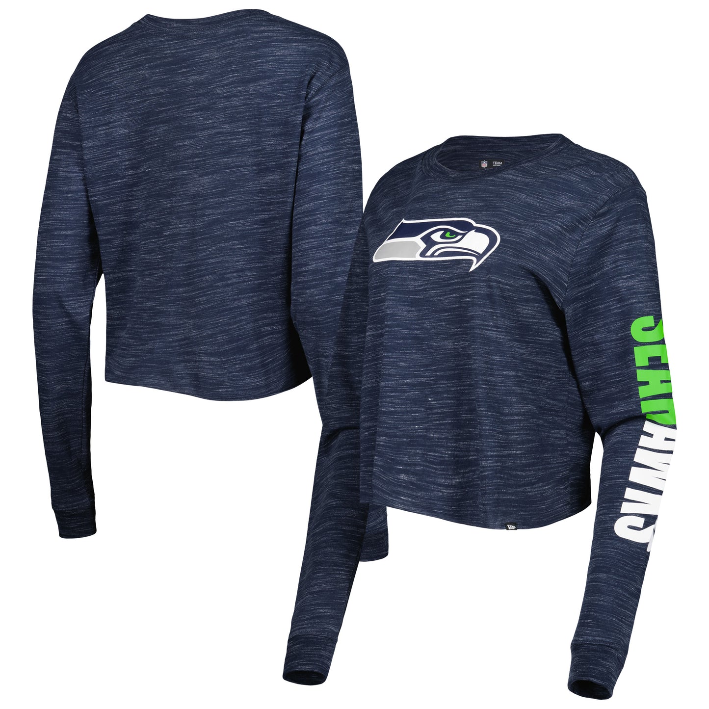 Women's New Era College Navy Seattle Seahawks Crop Long Sleeve T-Shirt