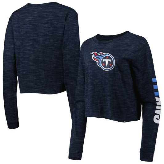 Women's New Era Navy Tennessee Titans Crop Long Sleeve T-Shirt