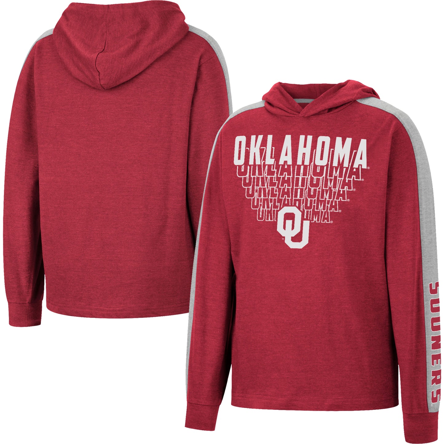 Youth Colosseum Heathered Crimson Oklahoma Sooners Wind Changes Raglan Hoodie T-Shirt