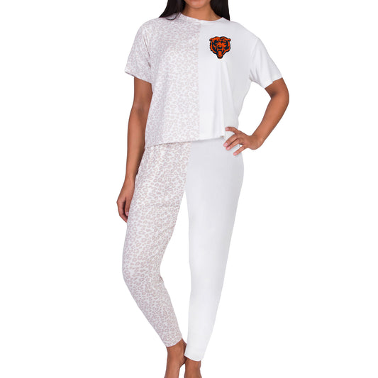 Women's Concepts Sport Cream Chicago Bears Brightside T-Shirt & Pants Sleep Set
