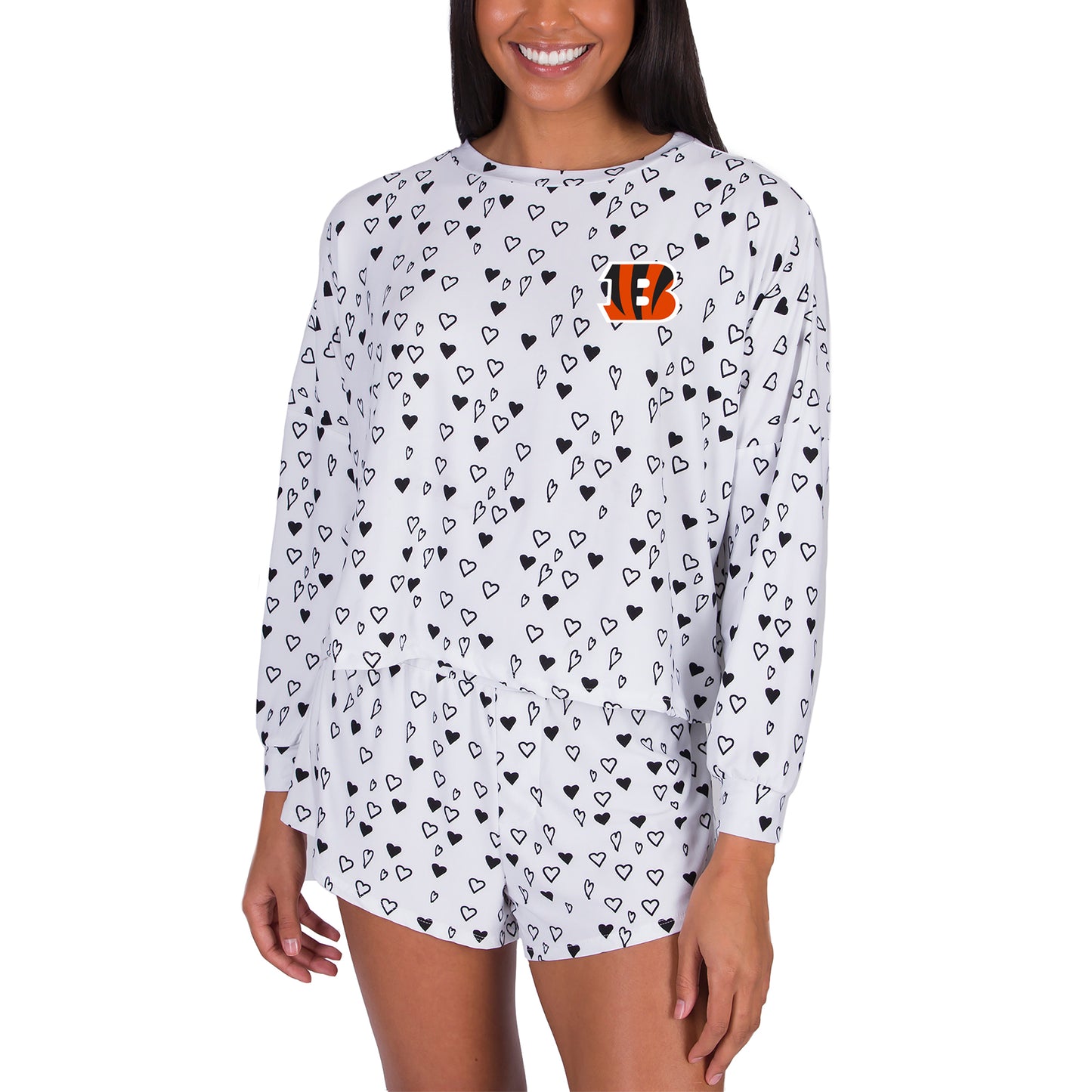 Women's Concepts Sport White Cincinnati Bengals Epiphany Long Sleeve Top & Shorts Set