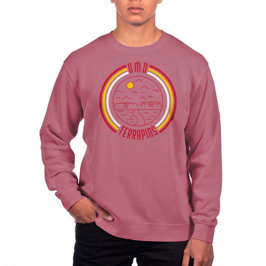 Men's Uscape Apparel Maroon Maryland Terrapins Pigment Dyed Fleece Crew Neck Sweatshirt