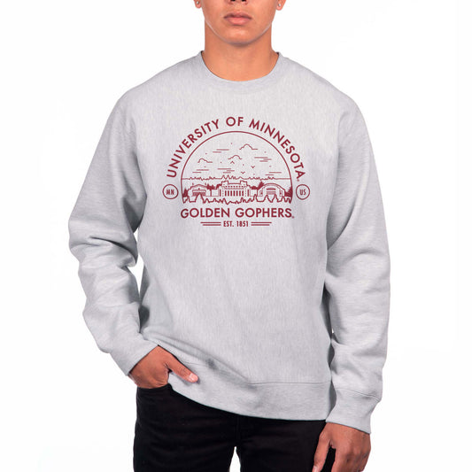 Men's Uscape Apparel Gray Minnesota Golden Gophers Premium Heavyweight Crew Neck Sweatshirt