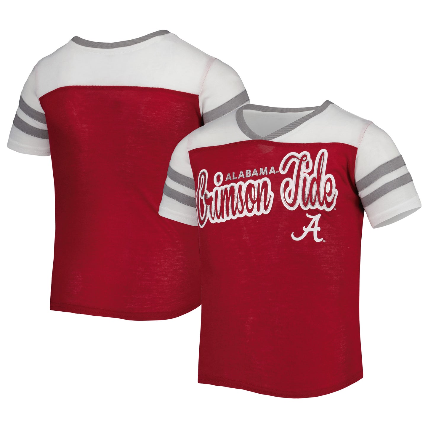 Girls Youth Colosseum Crimson Alabama Crimson Tide Practically Perfect Striped T-Shirt