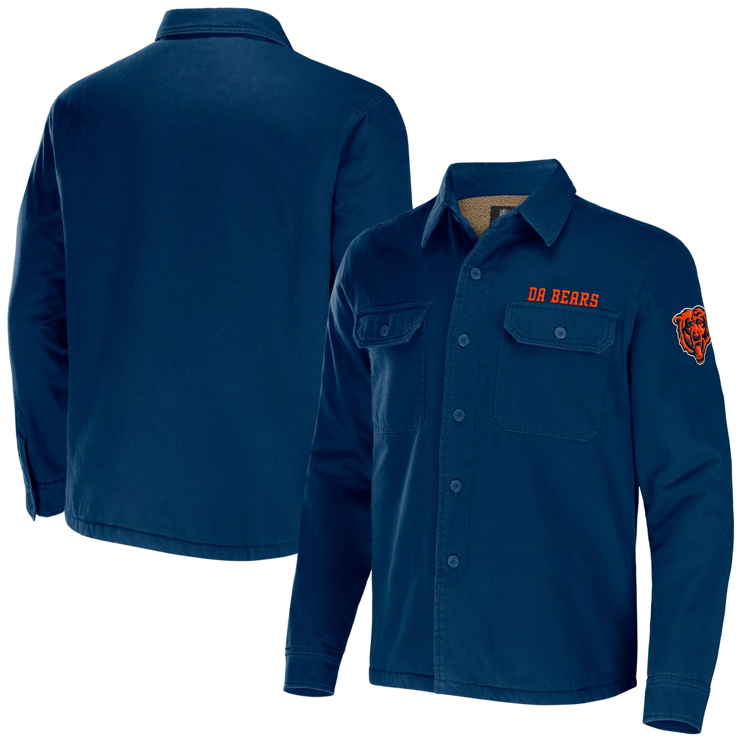 Men's NFL x Darius Rucker Collection by Fanatics Navy Chicago Bears Canvas Button-Up Shirt Jacket