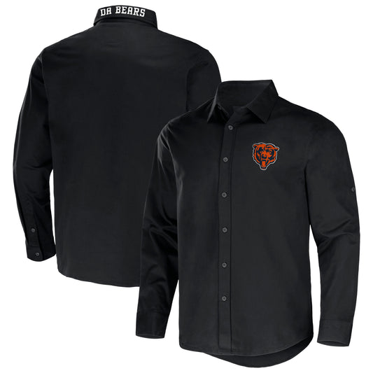 Men's NFL x Darius Rucker Collection by Fanatics Black Chicago Bears Convertible Twill Long Sleeve Button-Up Shirt