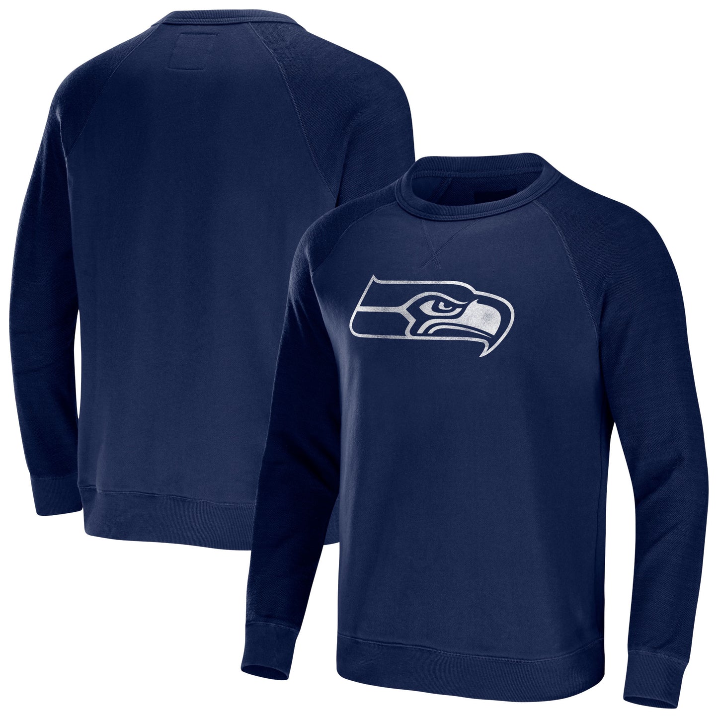 Men's NFL x Darius Rucker Collection by Fanatics College Navy Seattle Seahawks Distressed Lightweight Pullover Sweatshirt