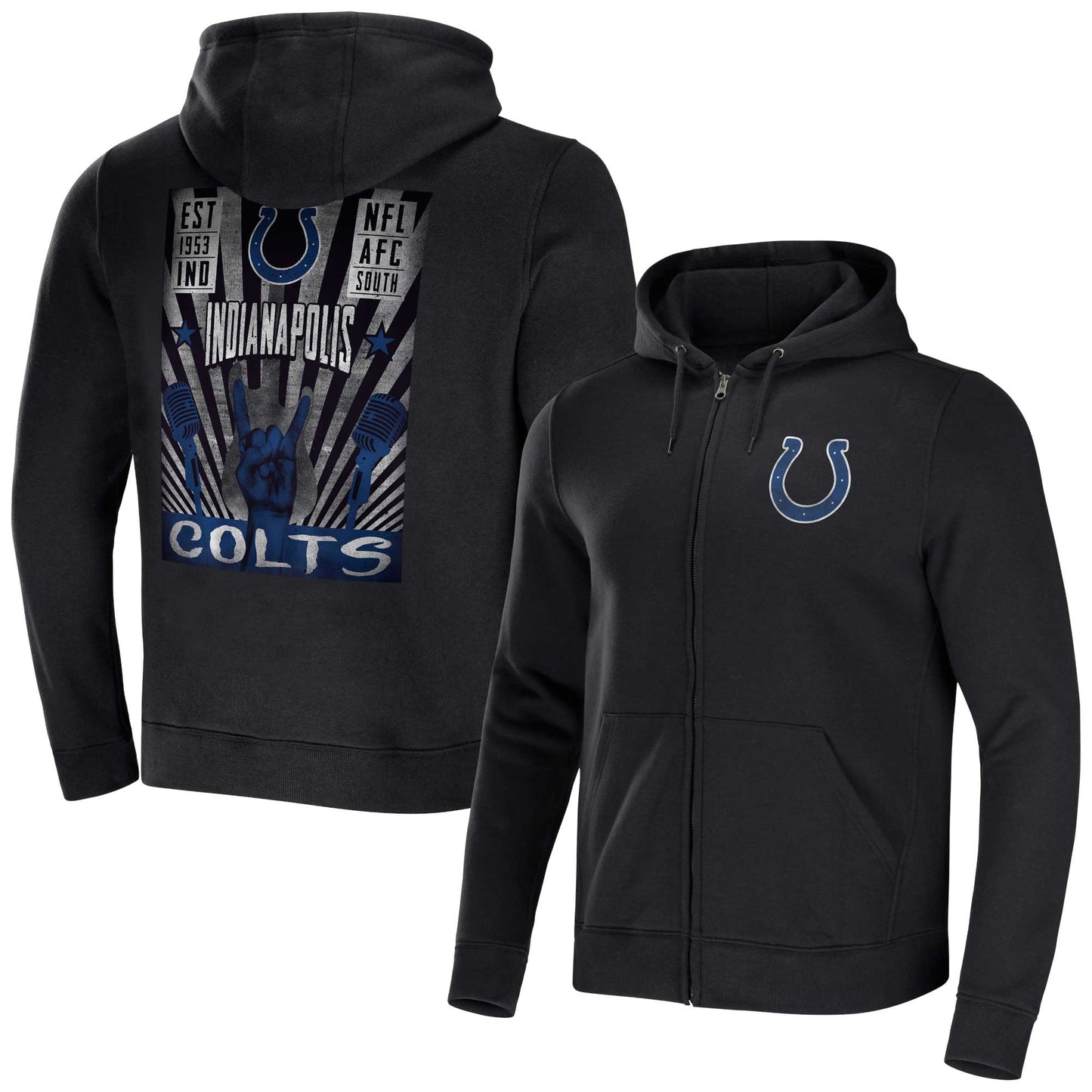 Men's NFL x Darius Rucker Collection by Fanatics Black Indianapolis Colts Rocker Full-Zip Hoodie