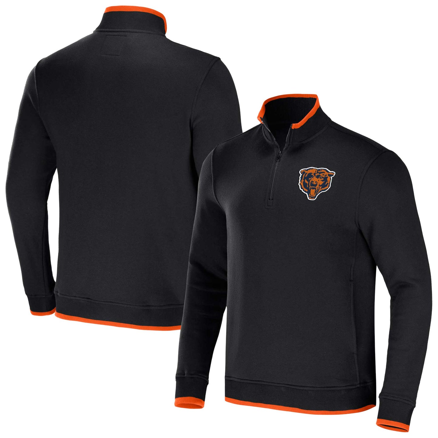 Men's NFL x Darius Rucker Collection by Fanatics Black Chicago Bears Logo Quarter-Zip Top