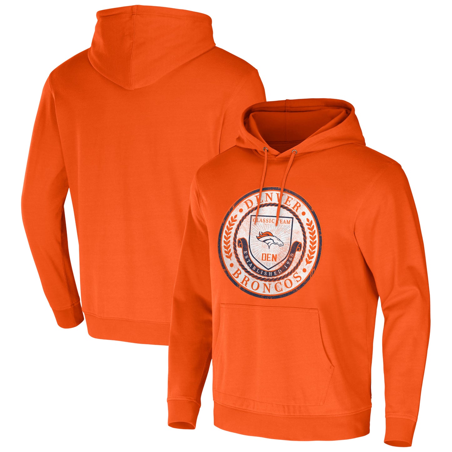 Men's NFL x Darius Rucker Collection by Fanatics Orange Denver Broncos Washed Pullover Hoodie