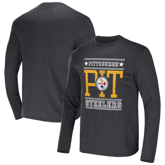 Men's NFL x Darius Rucker Collection by Fanatics Heathered Charcoal Pittsburgh Steelers Long Sleeve T-Shirt