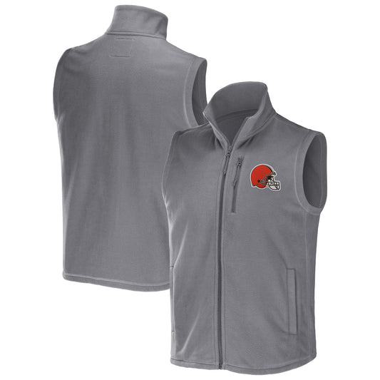 Men's NFL x Darius Rucker Collection by Fanatics Gray Cleveland Browns Polar Fleece Full-Zip Vest