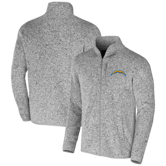 Men's NFL x Darius Rucker Collection by Fanatics Heather Gray Los Angeles Chargers Fleece Full-Zip Jacket