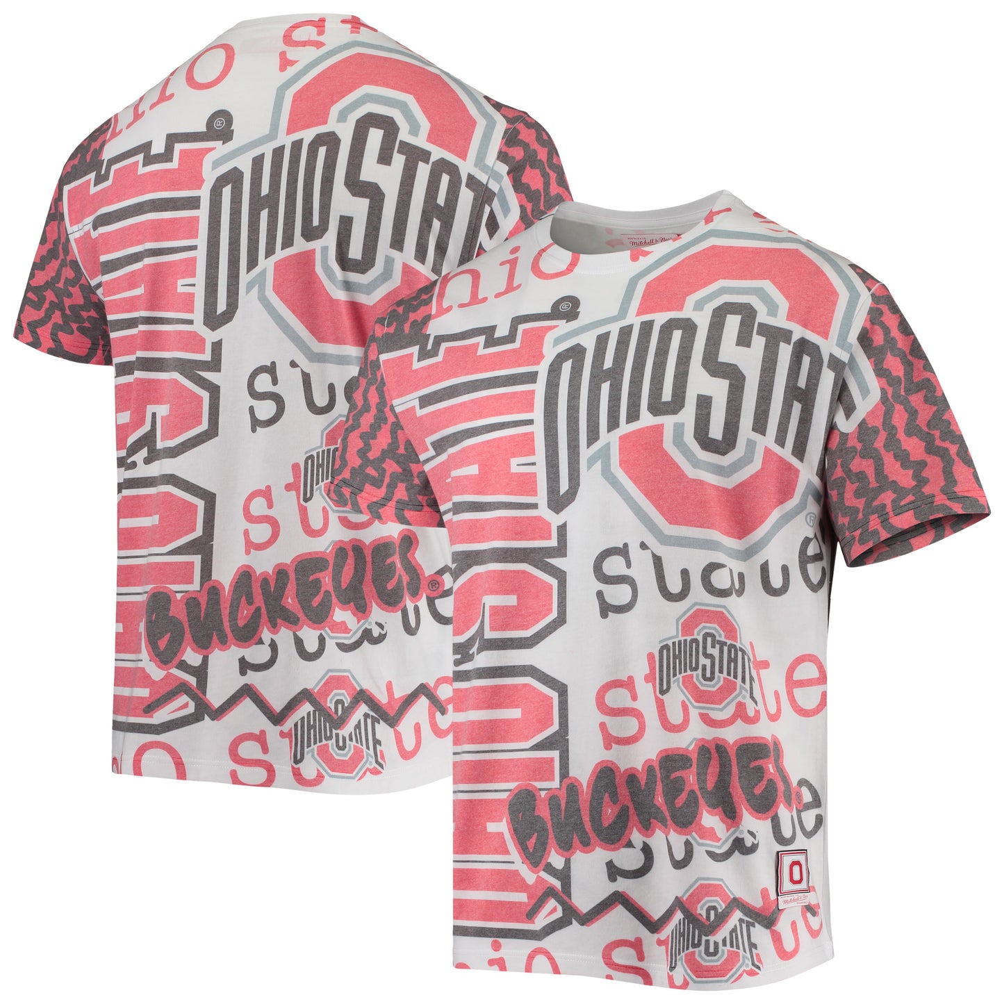 Men's Mitchell & Ness White Ohio State Buckeyes Jumbotron 2.0 Sublimated T-Shirt