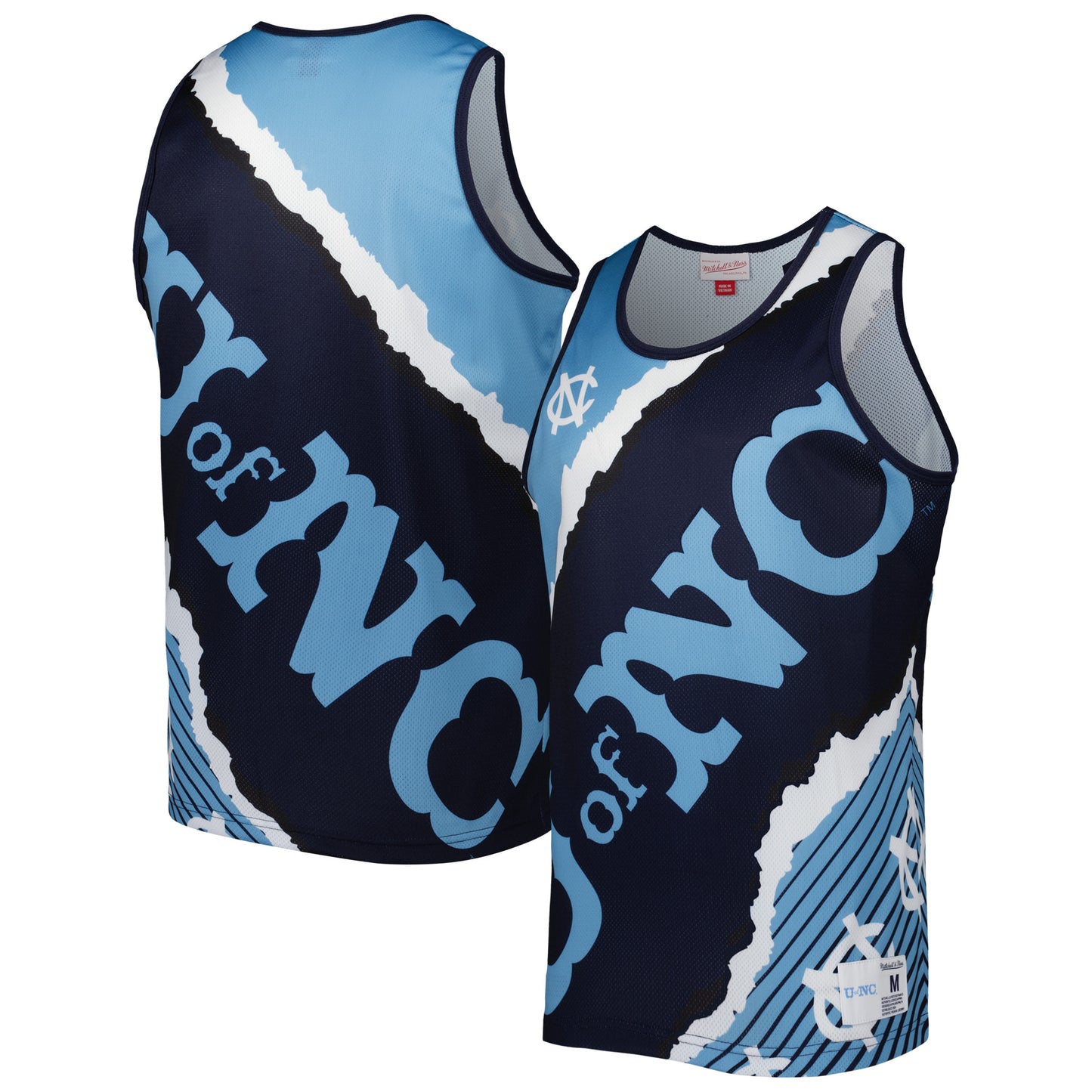 Men's Mitchell & Ness Navy/Carolina Blue North Carolina Tar Heels Jumbotron 2.0 Sublimated Tank Top