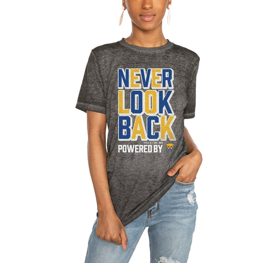 Women's Gameday Couture Charcoal Pitt Panthers PoweredBy Never Look Back Acid Wash T-Shirt