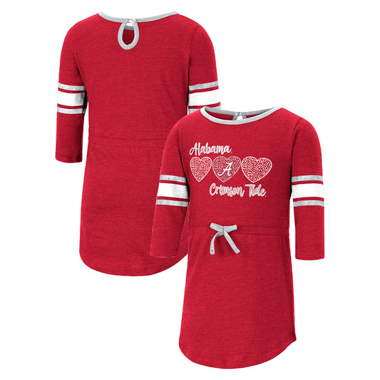 Girls Toddler Colosseum Heathered Crimson Alabama Crimson Tide Poppin Sleeve Stripe Dress