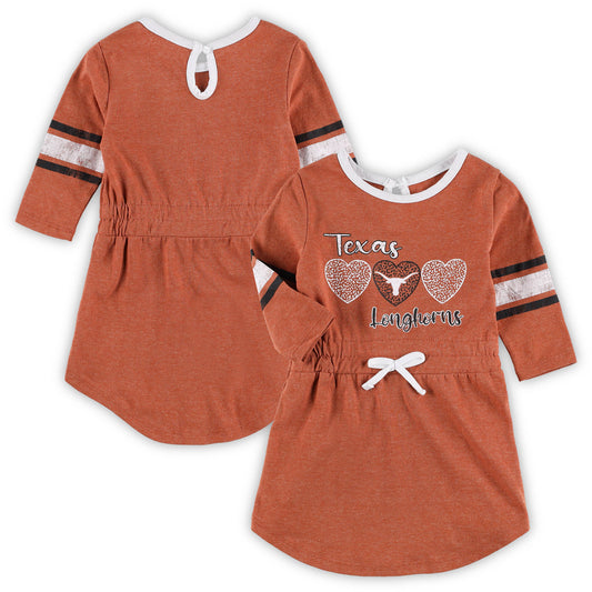 Girls Toddler Colosseum Heathered Texas Orange Texas Longhorns Poppin Sleeve Stripe Dress