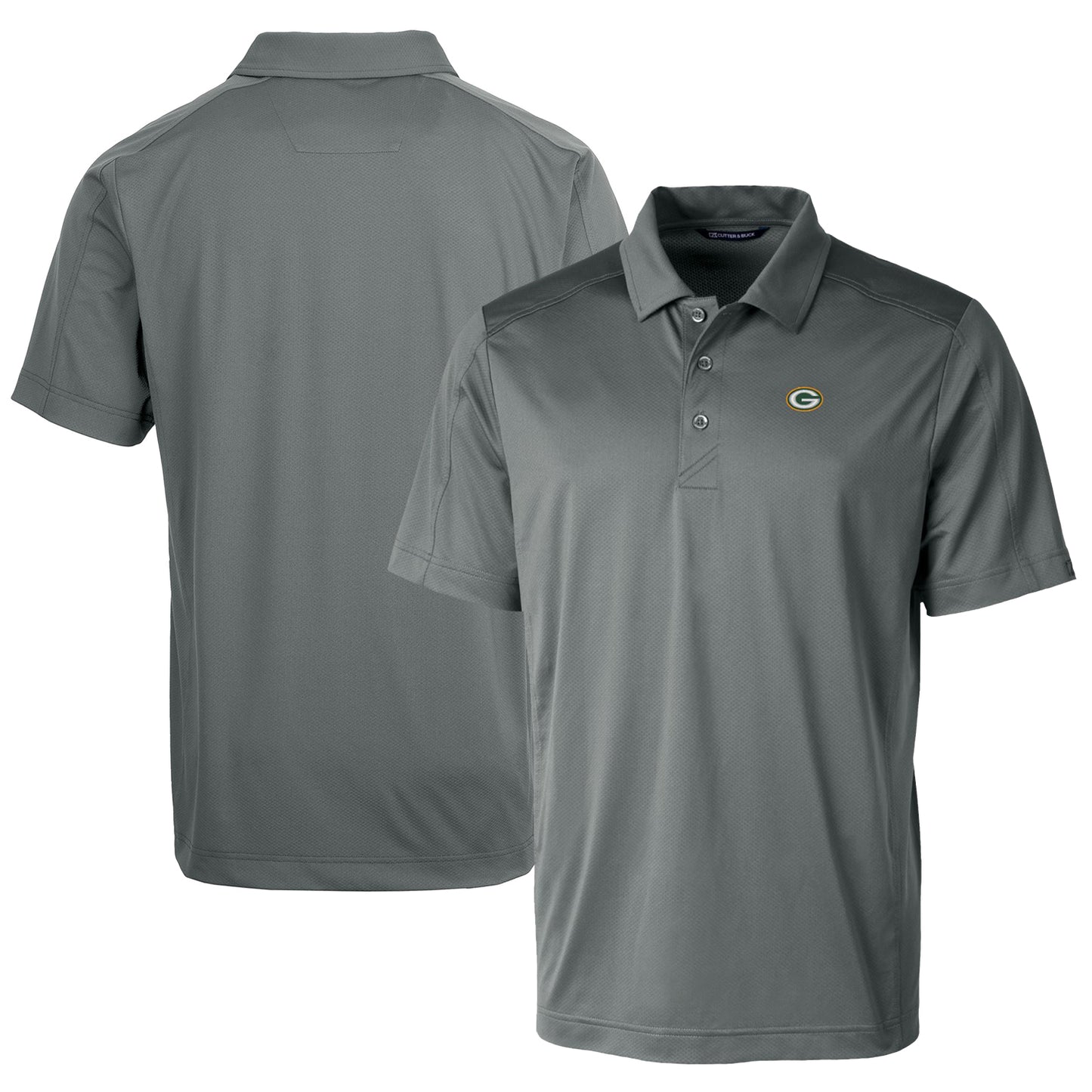 Men's Cutter & Buck Steel Green Bay Packers Prospect Textured Stretch Big & Tall Polo