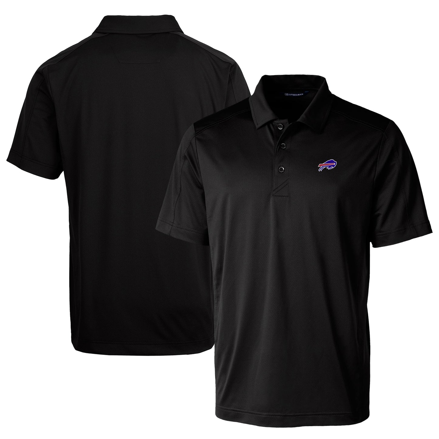 Men's Cutter & Buck Black Buffalo Bills Prospect Textured Stretch Polo