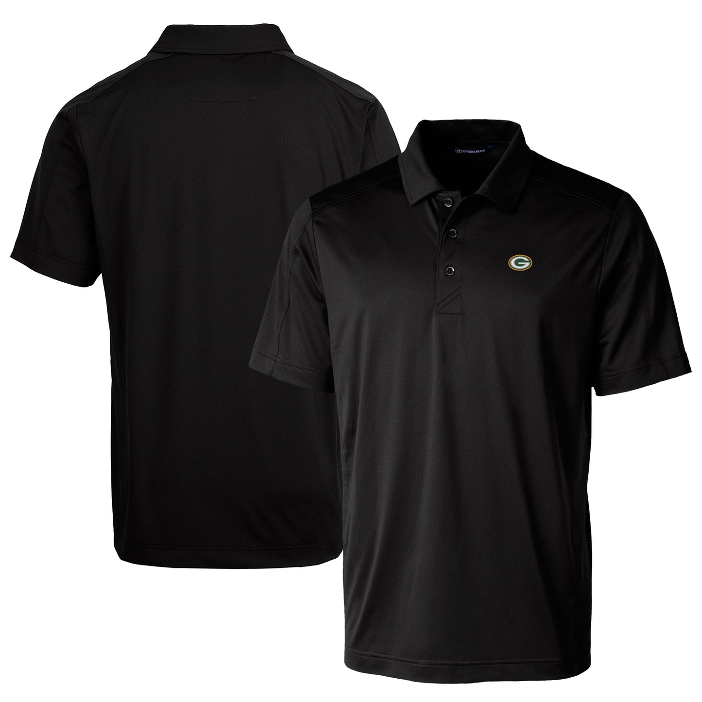 Men's Cutter & Buck Black Green Bay Packers Prospect Textured Stretch Polo