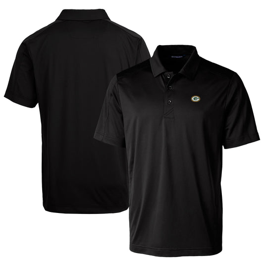 Men's Cutter & Buck Black Green Bay Packers Prospect Textured Stretch Polo