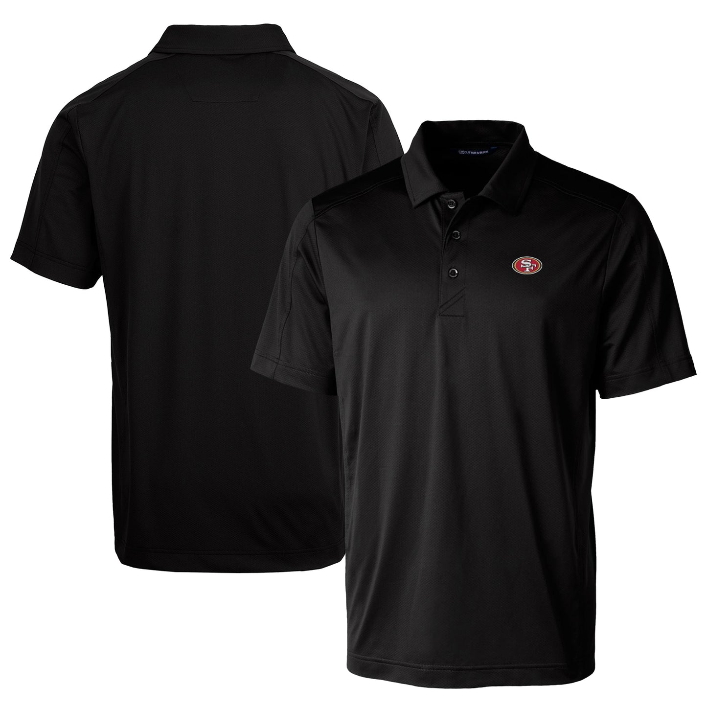 Men's Cutter & Buck Black San Francisco 49ers Prospect Textured Stretch Polo