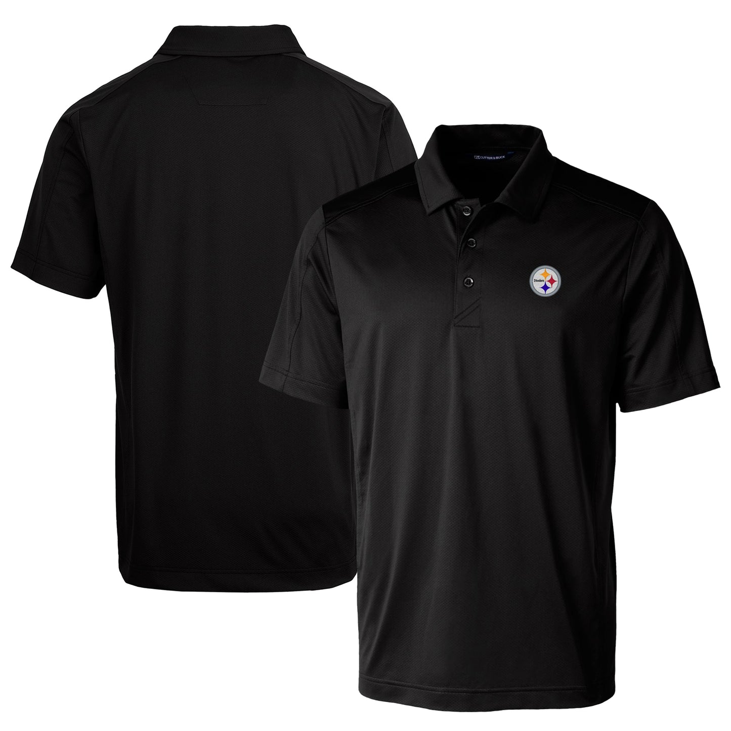 Men's Cutter & Buck Black Pittsburgh Steelers Prospect Textured Stretch Polo