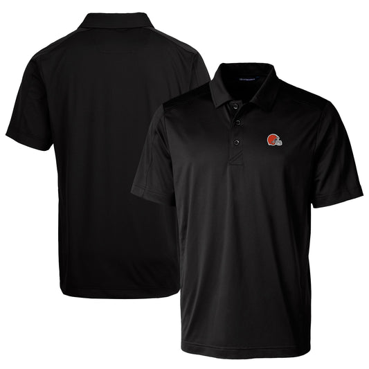 Men's Cutter & Buck Black Cleveland Browns Prospect Textured Stretch Polo