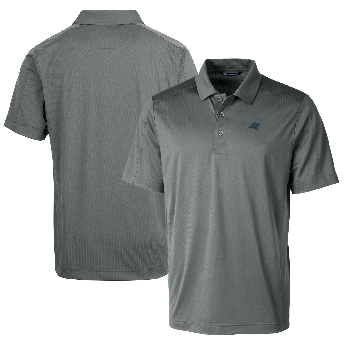 Men's Cutter & Buck Steel Carolina Panthers Prospect Textured Stretch Polo