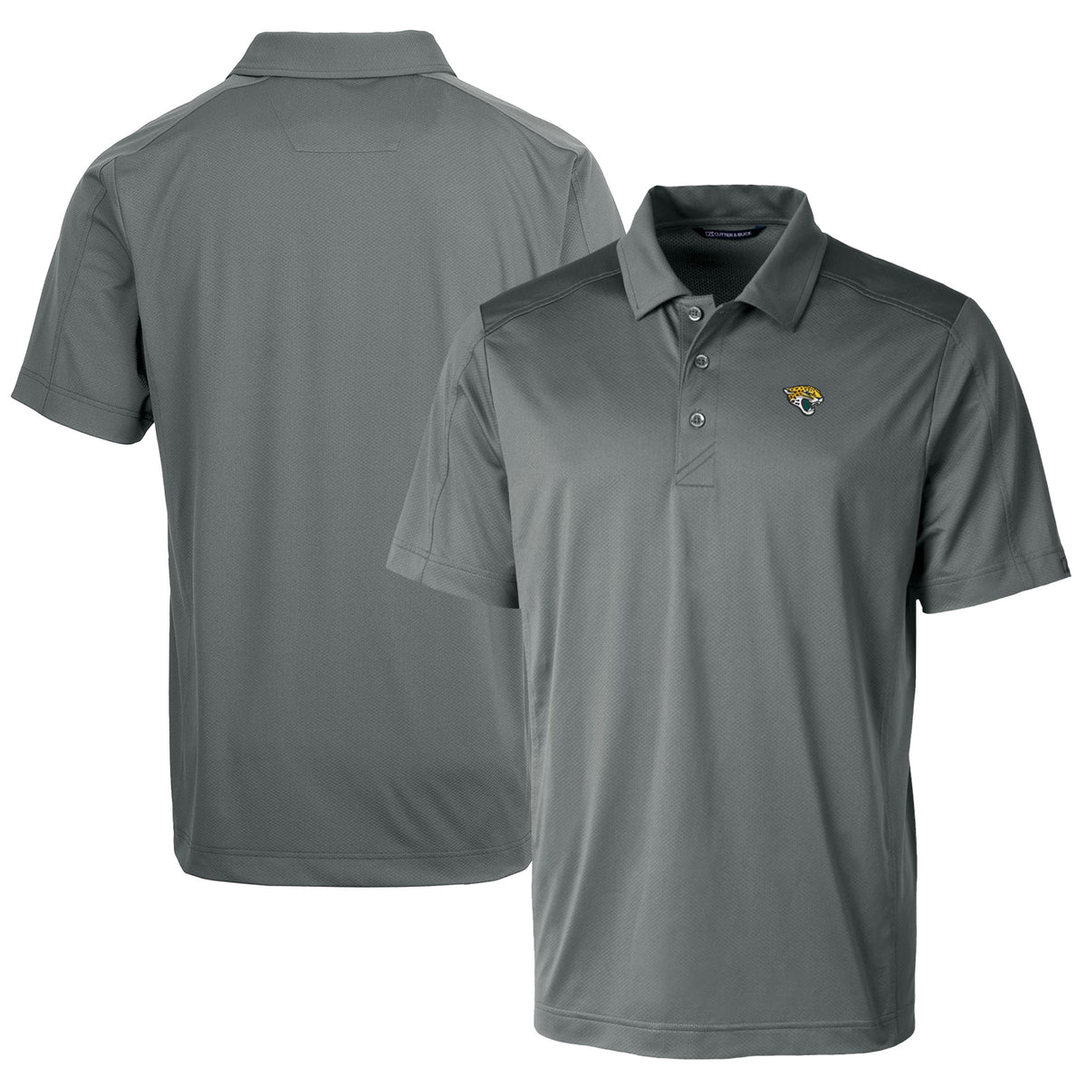Men's Cutter & Buck Steel Jacksonville Jaguars Prospect Textured Stretch Polo