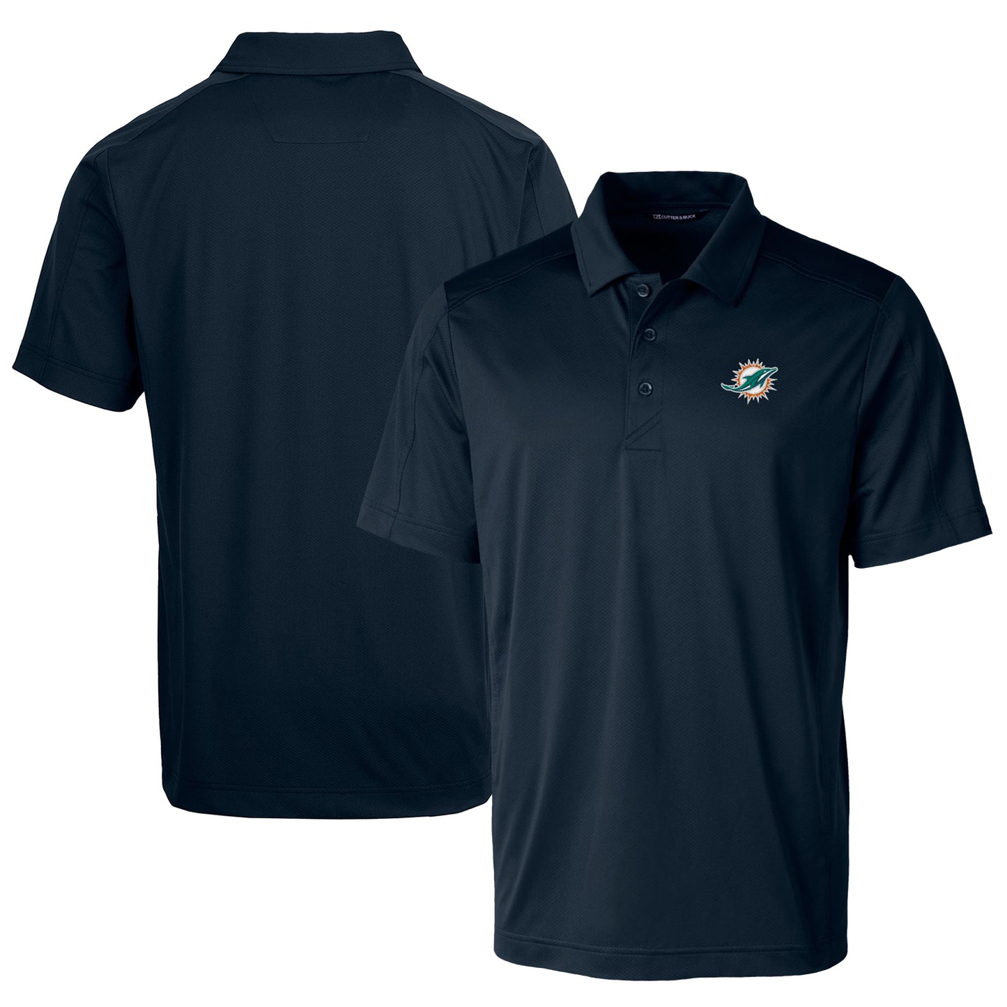 Men's Cutter & Buck Navy Miami Dolphins Prospect Textured Stretch Polo