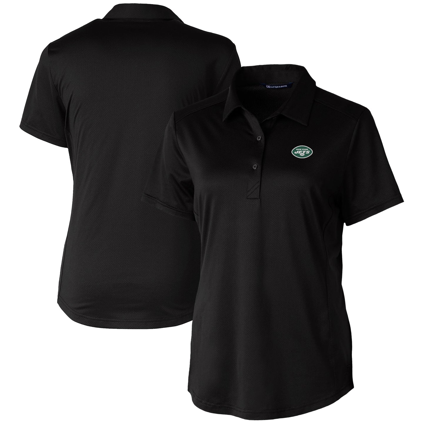 Women's Cutter & Buck Black New York Jets Prospect Textured Stretch Polo