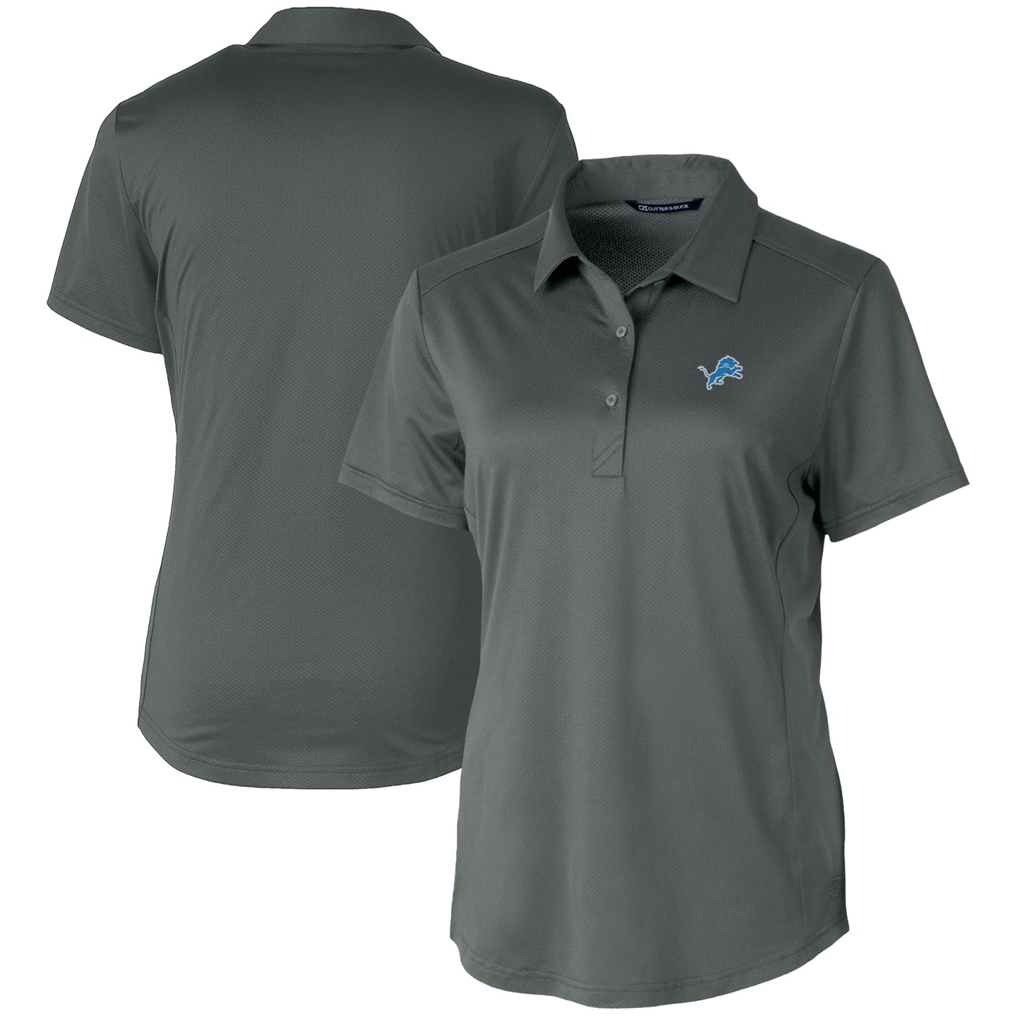 Women's Cutter & Buck Steel Detroit Lions Prospect Textured Stretch Polo