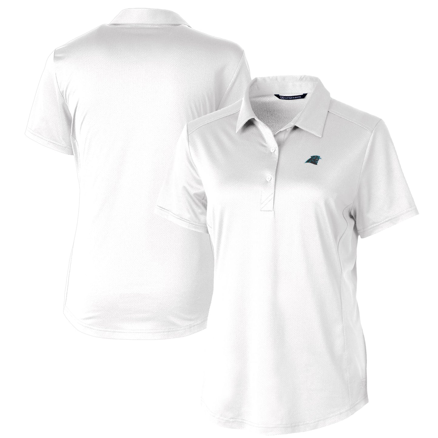 Women's Cutter & Buck White Carolina Panthers Prospect Textured Stretch Polo