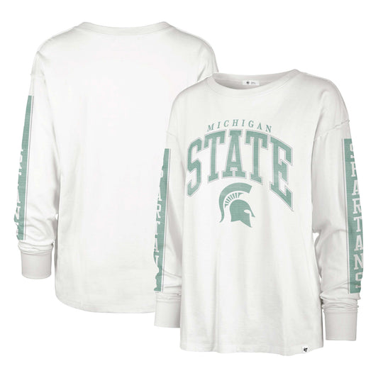 Women's '47 Cream Michigan State Spartans Statement SOA 3-Hit Long Sleeve T-Shirt