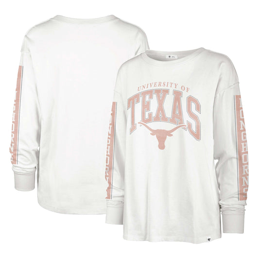 Women's '47 Cream Texas Longhorns Statement SOA 3-Hit Long Sleeve T-Shirt