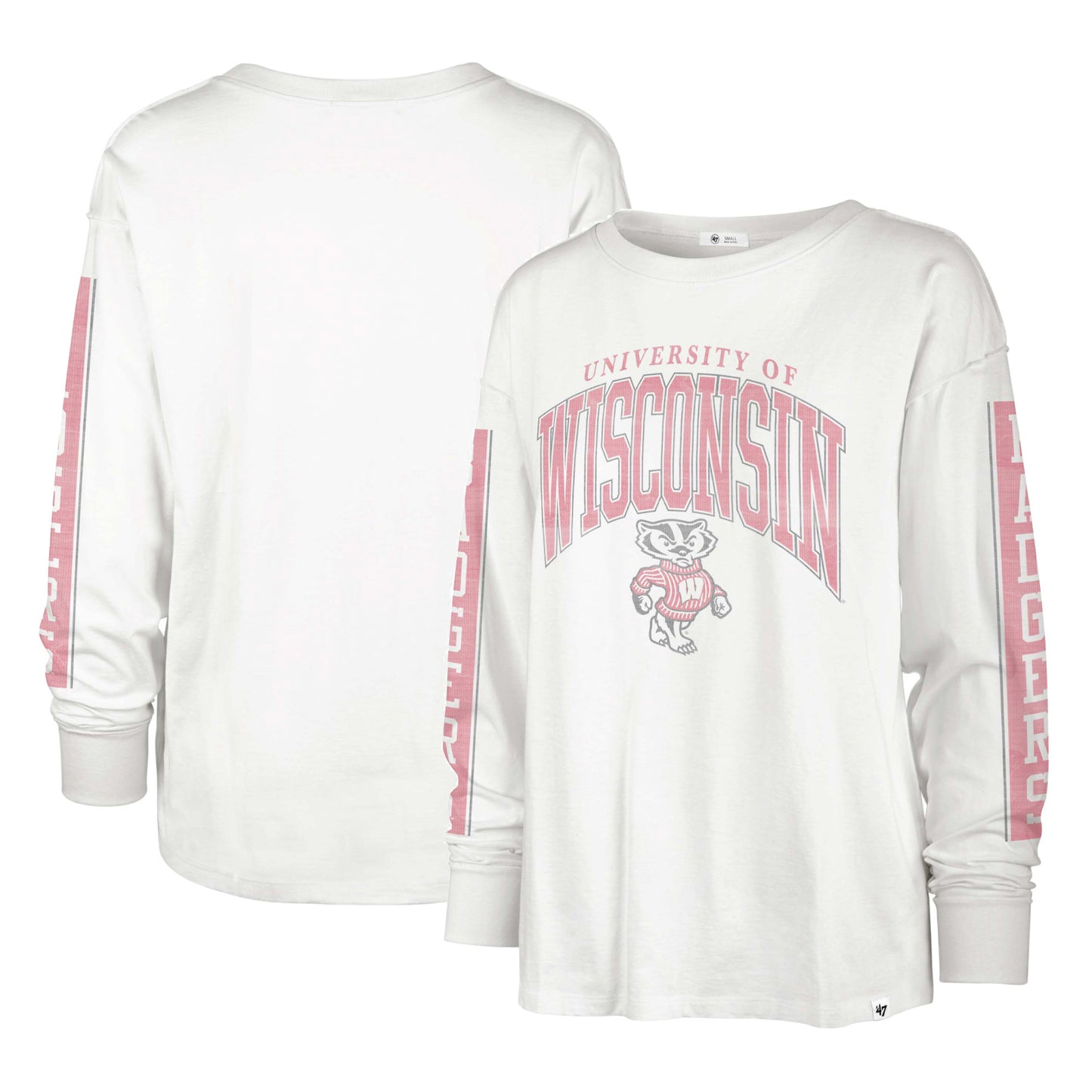 Women's '47 Cream Wisconsin Badgers Statement SOA 3-Hit Long Sleeve T-Shirt