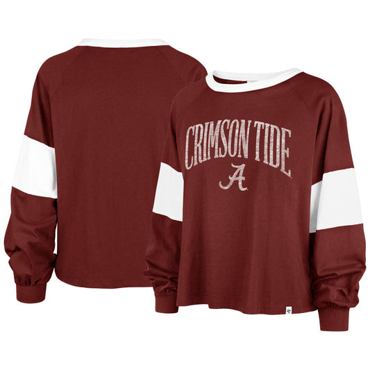 Women's '47  Crimson Alabama Crimson Tide Upside Rhea Raglan Long Sleeve T-Shirt