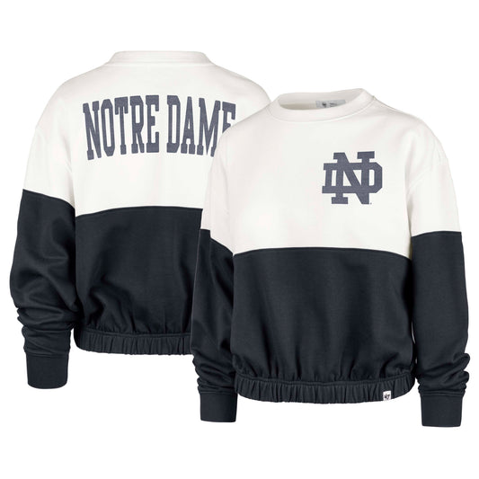 Women's '47 White/Black Notre Dame Fighting Irish Take Two Bonita Pullover Sweatshirt