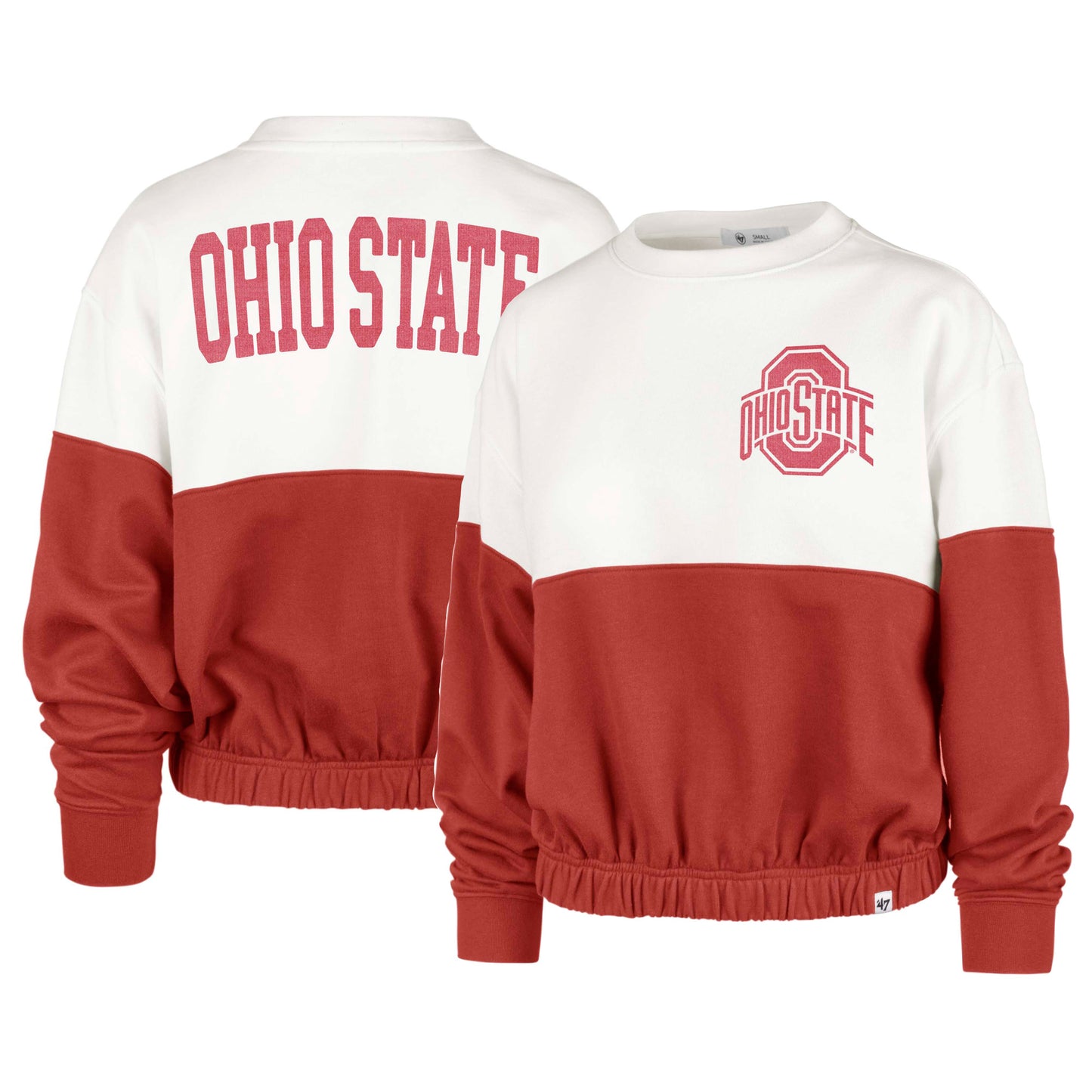 Women's '47 White/Scarlet Ohio State Buckeyes Take Two Bonita Pullover Sweatshirt