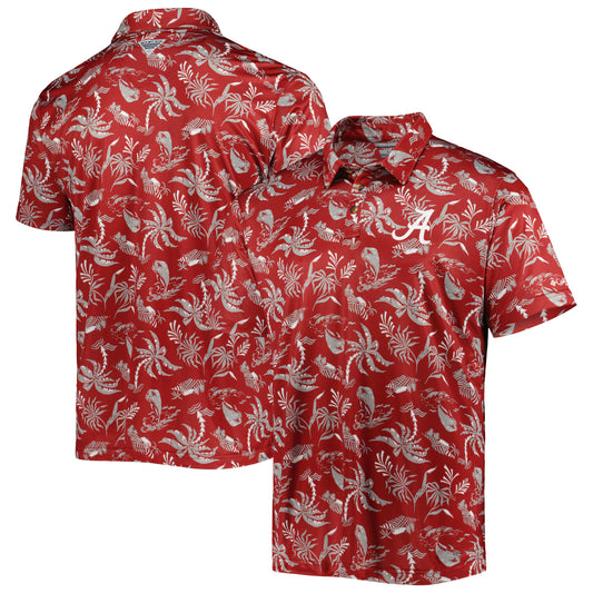 Men's Columbia Crimson Alabama Crimson Tide Super Terminal Tackle Omni-Shade Polo