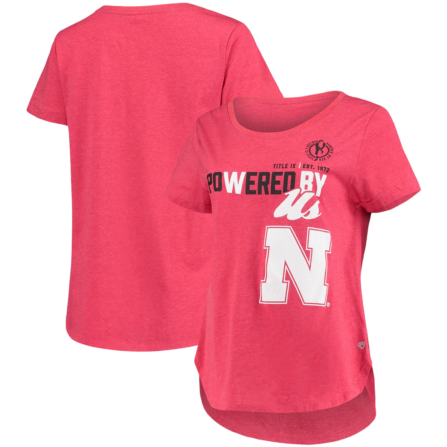 Women's Colosseum Heathered Scarlet Nebraska Huskers PoWered By Title IX T-Shirt