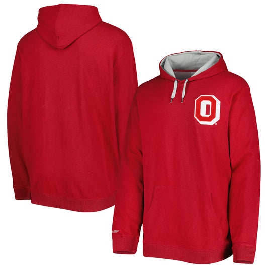 Men's Mitchell & Ness Scarlet Ohio State Buckeyes Classic French Terry Pullover Hoodie