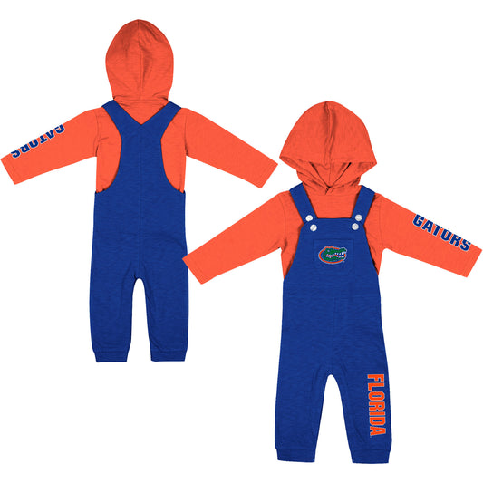 Newborn & Infant Colosseum Heathered Royal/Heathered Orange Florida Gators Chim-Chim Long Sleeve Hoodie T-Shirt & Overall Set