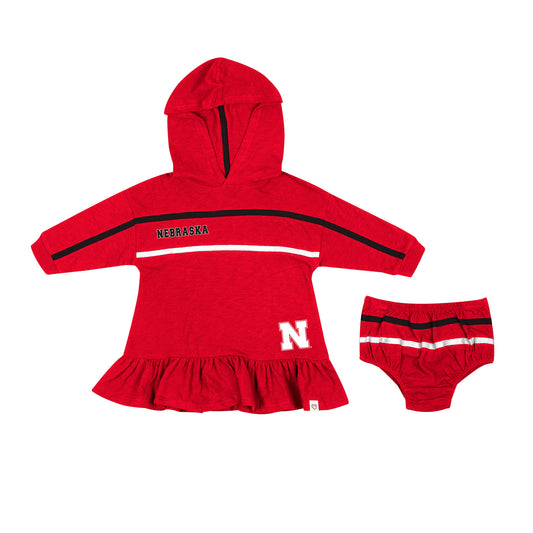 Girls Infant Colosseum Scarlet Nebraska Huskers Winifred Hoodie Dress & Bloomer Set