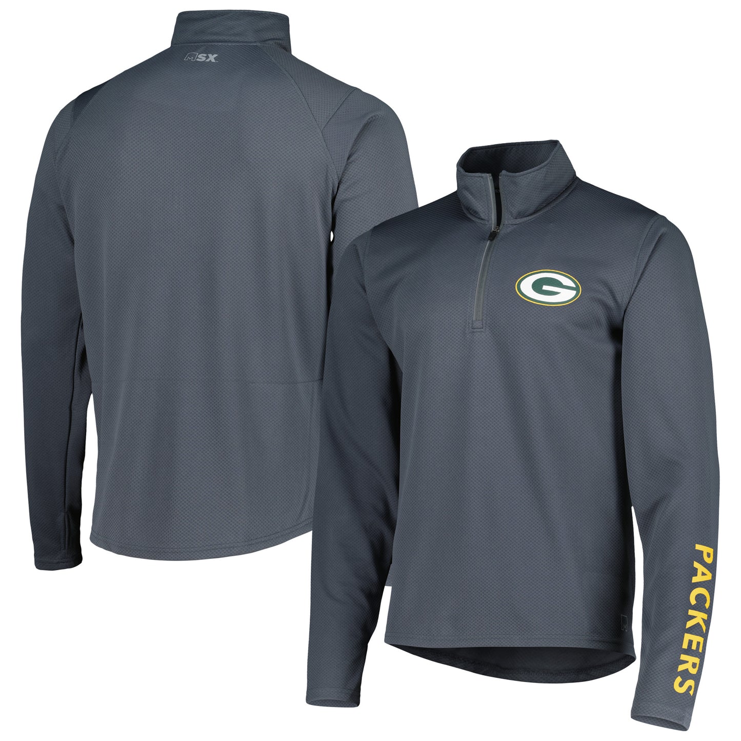 Men's MSX by Michael Strahan Charcoal Green Bay Packers Half-Zip Hoodie