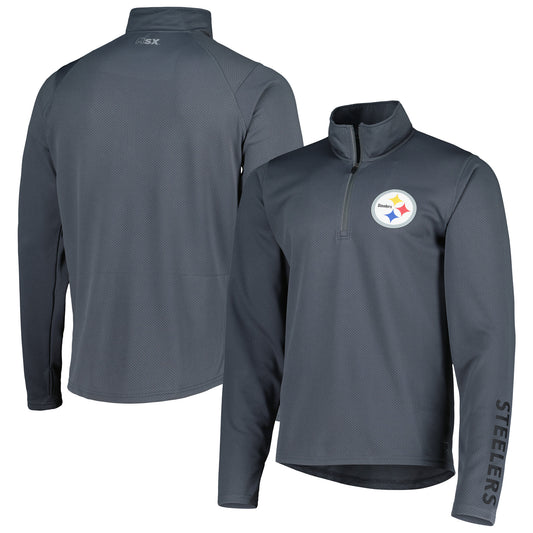 Men's MSX by Michael Strahan Charcoal Pittsburgh Steelers Half-Zip Hoodie