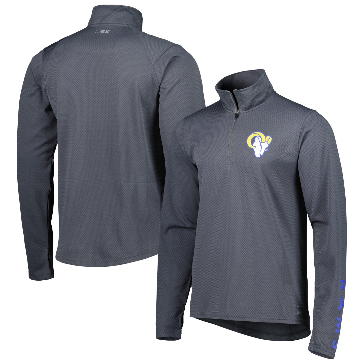 Men's MSX by Michael Strahan Charcoal Los Angeles Rams Half-Zip Hoodie