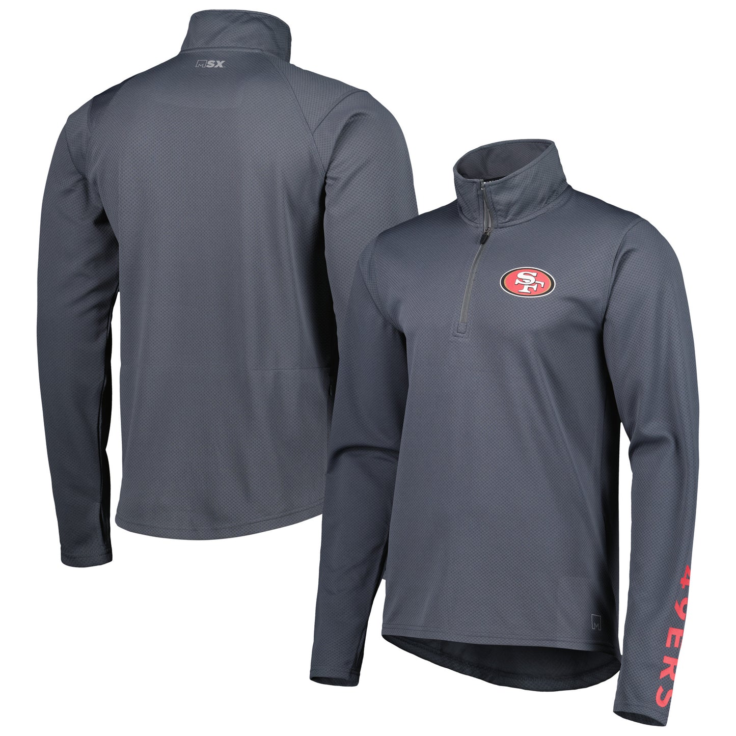 Men's MSX by Michael Strahan Charcoal San Francisco 49ers Half-Zip Hoodie